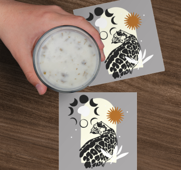 Posavasos frikis silueta elegante de leopardo - TenVinilo