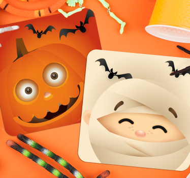Posavasos halloween calabaza alegre y momia - TenVinilo