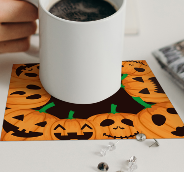Posavasos halloween caras de calabaza sonrientes - TenVinilo