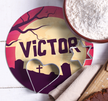 Posavasos Halloween cementerio con nombre - TenVinilo