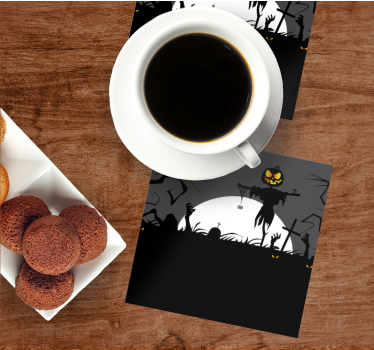 Posavasos halloween espantapájaros con calabaza - TenVinilo