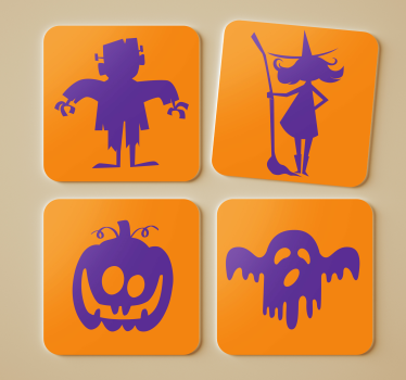 Posavasos halloween frankenstein bruja calabaza fantasma - TenVinilo