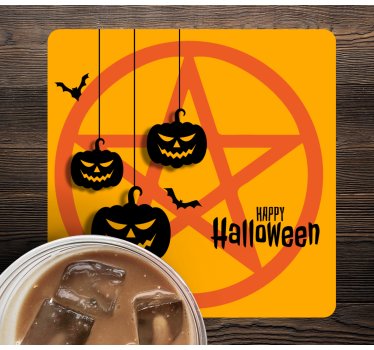 Posavasos Halloween motivo de calabaza espeluznante - TenVinilo