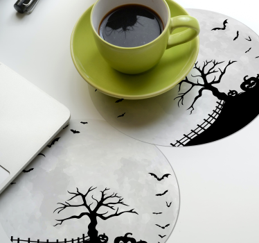 Posavasos halloween silueta de Árbol tenebroso - TenVinilo