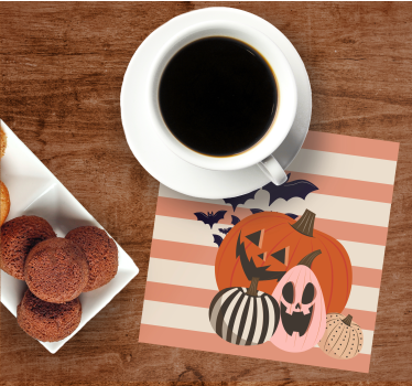 Posavasos halloween trio de calabazas con murciélagos - TenVinilo
