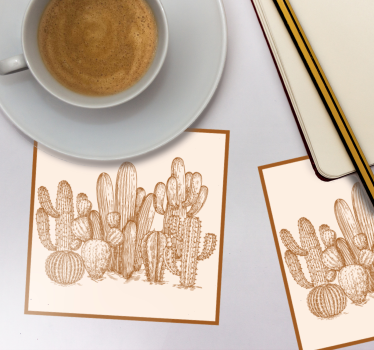 Posavasos ilustración de variedades de cactus - TenVinilo