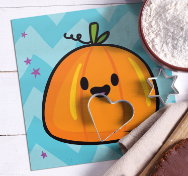 Posavasos infantil azul calabaza feliz - TenVinilo