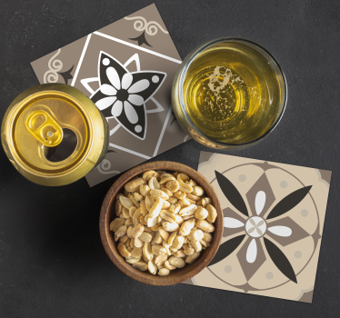 Posavasos juego de patrones florales geométricos - TenVinilo