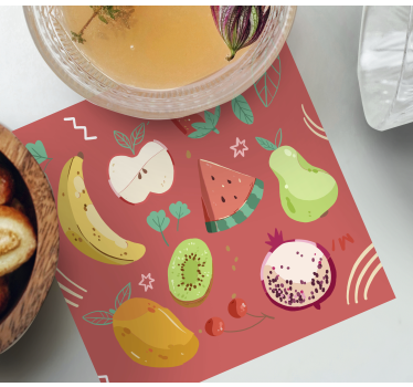Posavasos moderno arreglo de frutas coloridas - TenVinilo