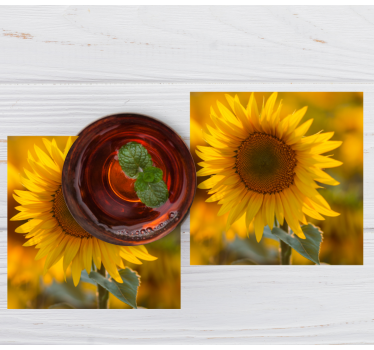 Posavasos moderno arreglo de girasoles vibrantes - TenVinilo