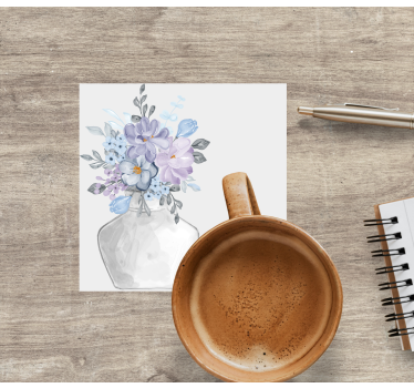 Posavasos moderno arreglo floral en jarrón - TenVinilo