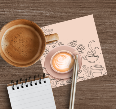 Posavasos moderno arte elegante de tazas de café - TenVinilo