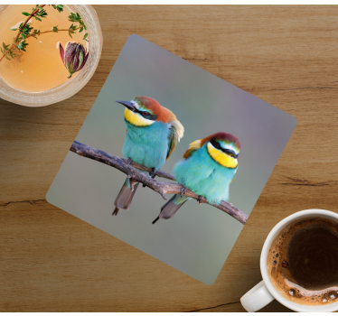 Posavasos moderno aves coloridas posadas - TenVinilo