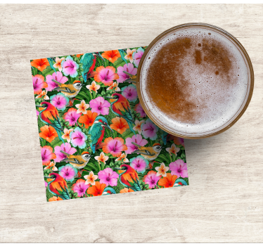 Posavasos moderno aves tropicales florales - TenVinilo