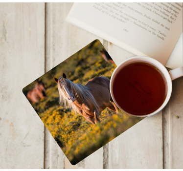 Posavasos moderno caballo majestuoso en el campo - TenVinilo