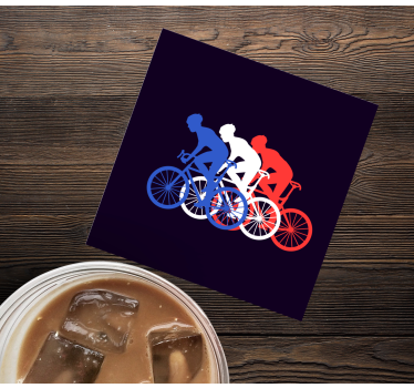 Posavasos moderno ciclistas en movimiento - TenVinilo