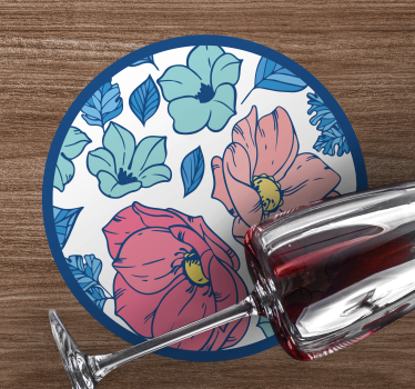 Posavasos moderno círculo de patrón floral - TenVinilo