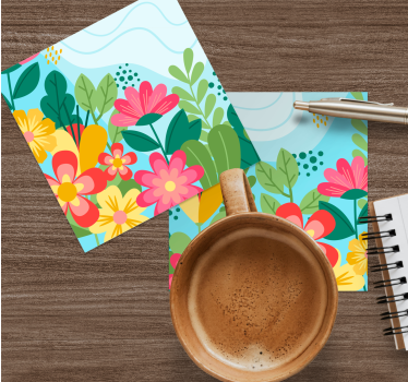 Posavasos moderno composición de flores vivas - TenVinilo