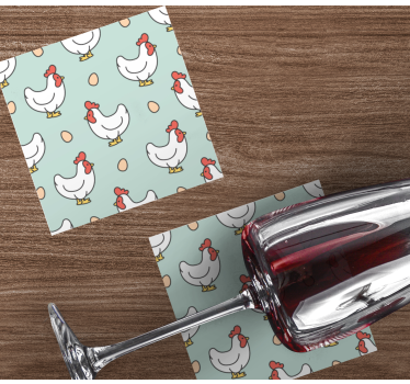 Posavasos moderno con motivo de gallinas y huevos - TenVinilo