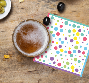 Posavasos moderno con patrón de lunares coloridos - TenVinilo