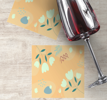 Posavasos moderno con patrones florales minimalistas - TenVinilo