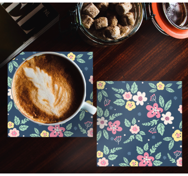 Posavasos moderno diseño floral - TenVinilo