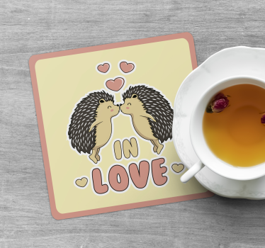 Posavasos moderno erizos besando corazones - TenVinilo