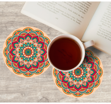 Posavasos moderno forma redonda con patrón de mandala - TenVinilo