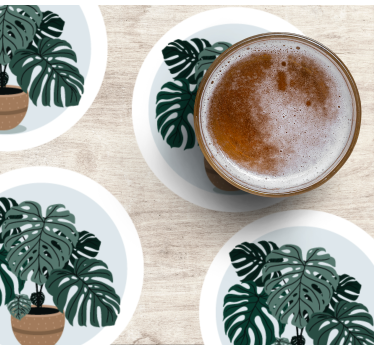 Posavasos moderno ilustración de planta monstera - TenVinilo