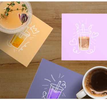 Posavasos moderno ilustraciones coloridas de bebidas - TenVinilo