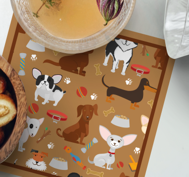 Posavasos moderno ilustraciones de perros juguetones - TenVinilo