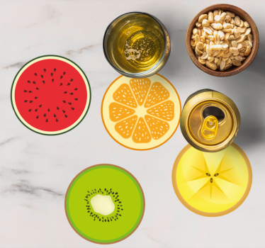 Posavasos moderno juego de posavasos en rodajas de fruta - TenVinilo