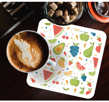 Posavasos moderno motivo de frutas vibrantes - TenVinilo