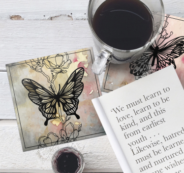 Posavasos moderno motivo de mariposa elegante - TenVinilo