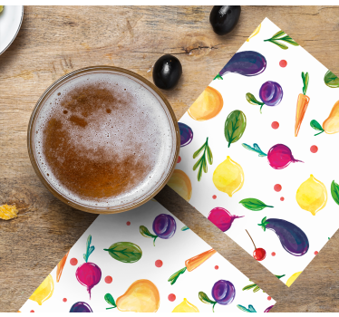Posavasos moderno patrón de frutas coloridas - TenVinilo