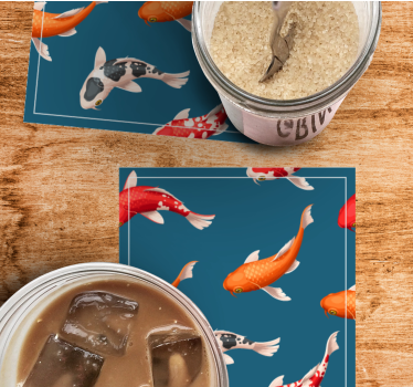 Posavasos moderno patrón de peces koi coloridos - TenVinilo