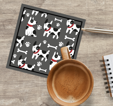 Posavasos moderno patrón de perros juguetones - TenVinilo