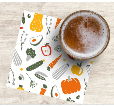 Posavasos moderno patrón de verduras coloridas - TenVinilo