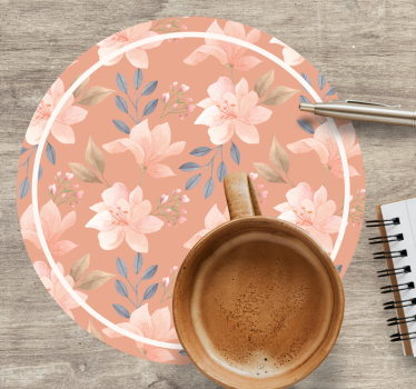 Posavasos moderno patrón floral con hojas - TenVinilo