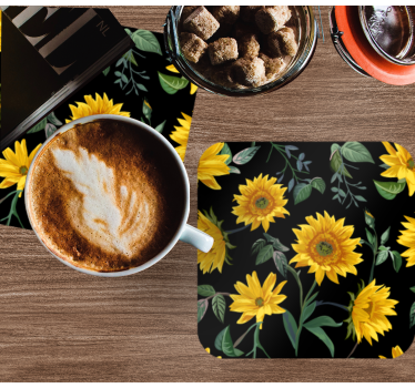 Posavasos moderno patrón floral de girasoles - TenVinilo