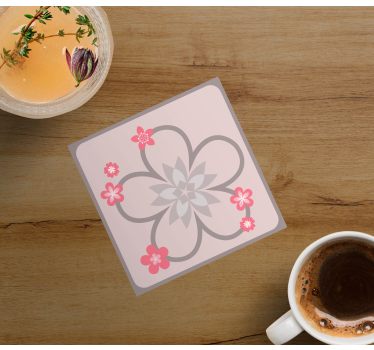 Posavasos moderno patrón floral elegante - TenVinilo