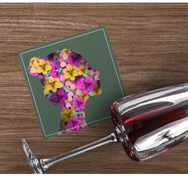 Posavasos moderno silueta floral - TenVinilo