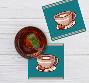 Posavasos moderno taza de café con corazón - TenVinilo