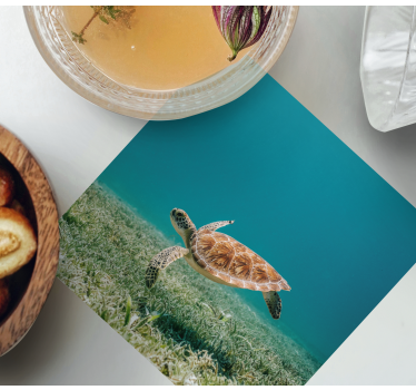 Posavasos moderno tortuga marina nadando - TenVinilo