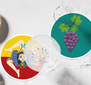 Posavasos moderno uvas de la mitología siciliana - TenVinilo