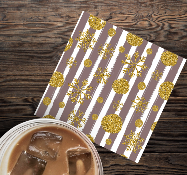 Posavasos navidad Bolas de oro y copos de nieve - TenVinilo