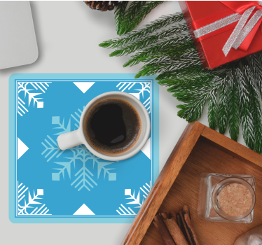 Posavasos navidad Copos de nieve tonos azules - TenVinilo