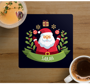 Posavasos navidad Santa claus con nombre - TenVinilo