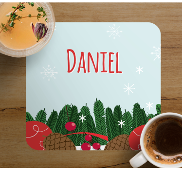 Posavasos navideño adornos de piña festivos - TenVinilo