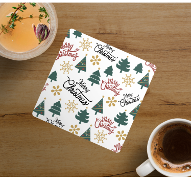 Posavasos navideño Árboles de navidad feliz - TenVinilo
